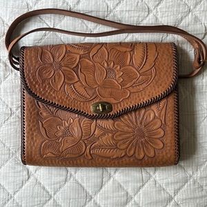 Beautiful Hard Leather Floral Purse